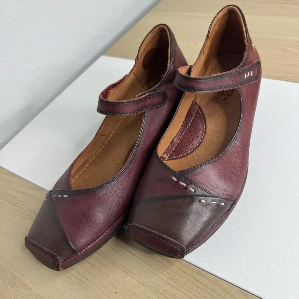 PIKOLINOS Shoes Mary Jane Pumps Gandia Arcilla Burgundy Leather Women's 36 / 6